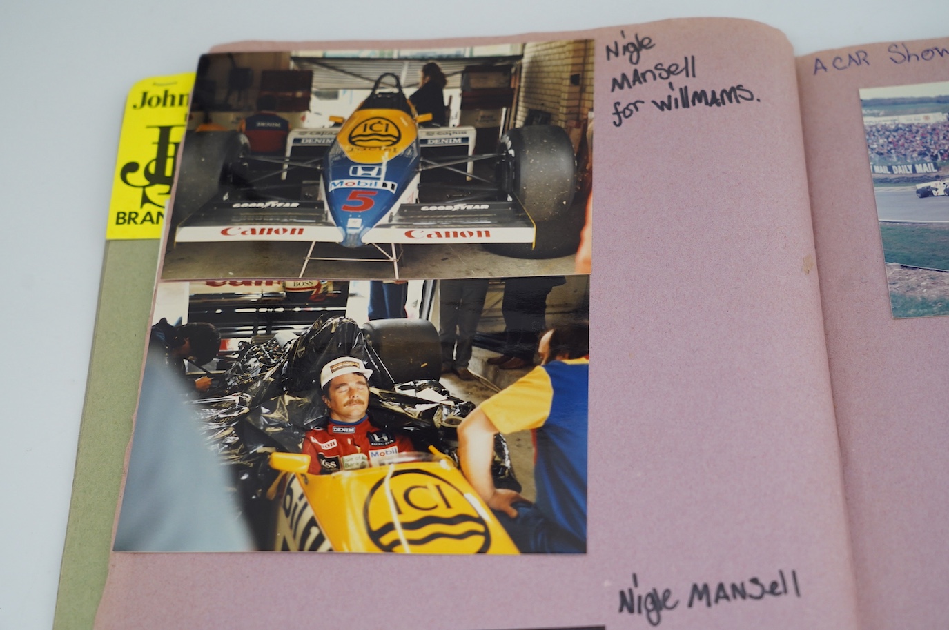 An archive of British Grand Prix memorabilia from Brands Hatch, including a collection of autographs, including Niki Lauda, John Watson, etc., all collected in a brands Hatch official program dated 1983 by the vendor who